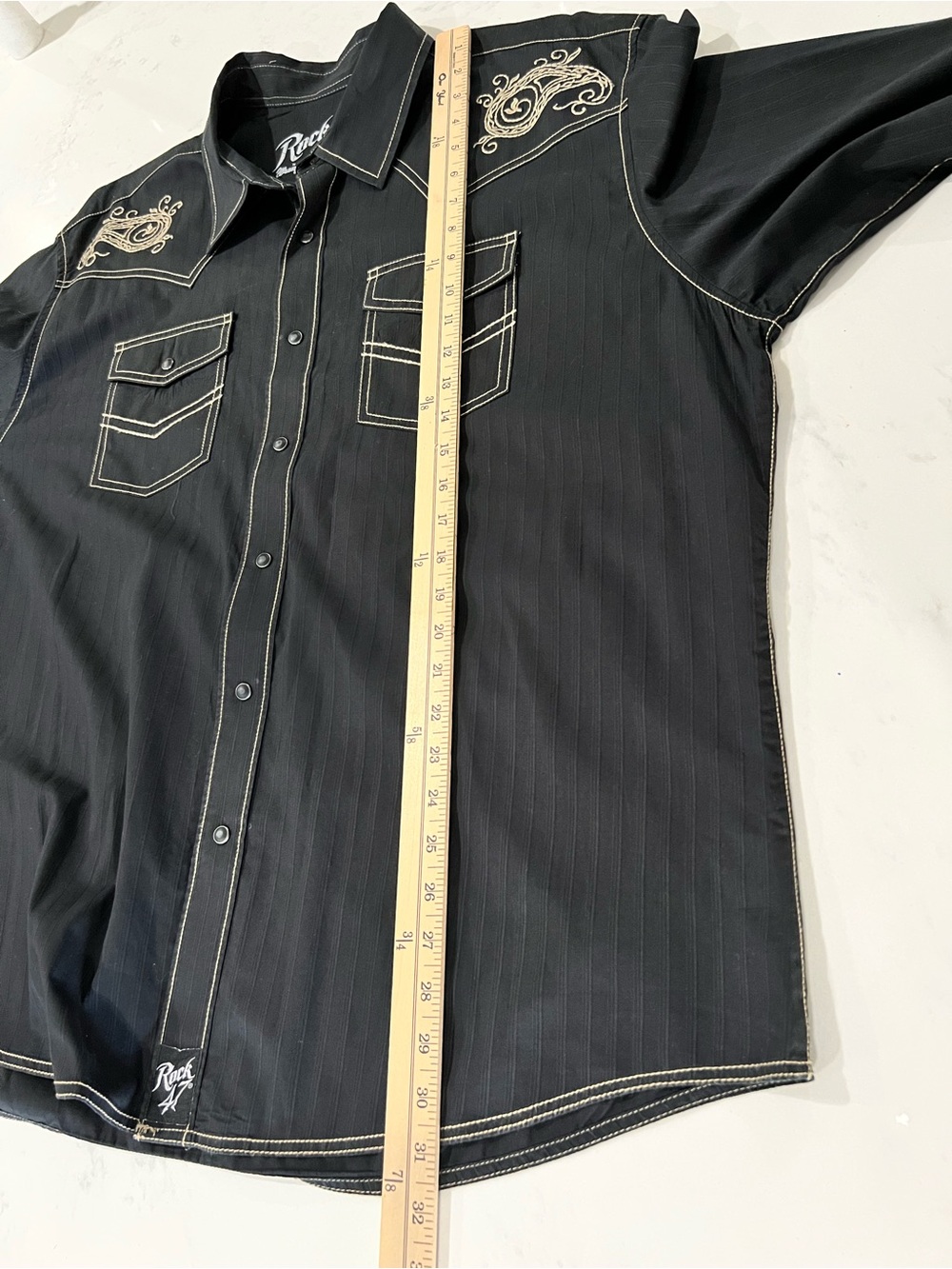 Wrangler Black Long-Sleeve Western Shirt with Cream Embroidery - Picture 13 of 16
